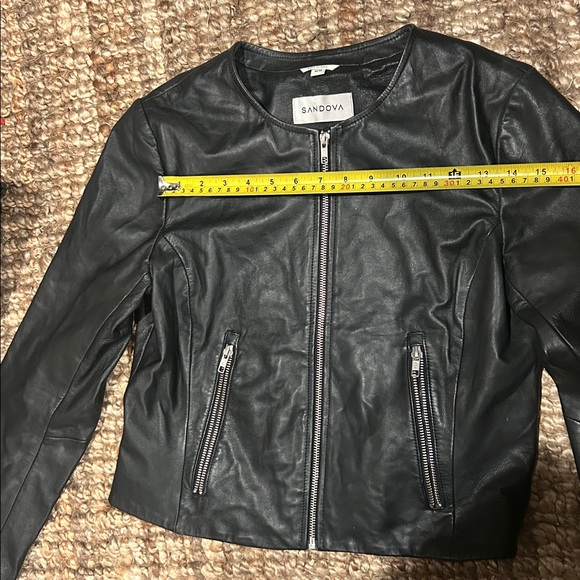 Sandova Black Lambskin Leather Moto Jacket Size Medium
